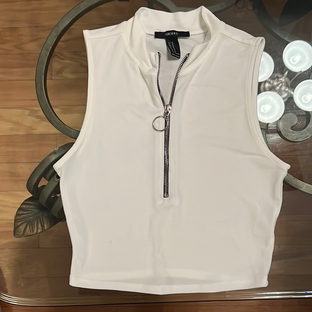 Mock Neck Half-Zip Crop Top
